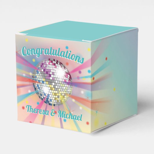 Disco Ball Baby shower Groovy Rainbow Bedankdoosjes (Voorkant Zijde)