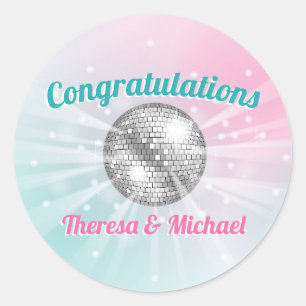 Disco Ball Baby shower Groovy Ronde Sticker