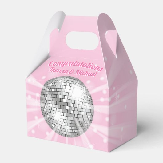 Disco Ball Baby shower Groovy Roze Meisje Bedankdoosjes (Voorkant Zijde)
