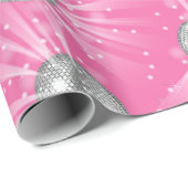 Disco Ball Baby shower Groovy Roze Meisje Cadeaupapier (Rol Hoek)