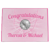 Disco Ball Baby shower Groovy Roze Meisje Groot Cadeauzakje (Voorkant)