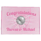 Disco Ball Baby shower Groovy Roze Meisje Groot Cadeauzakje (Achterkant)