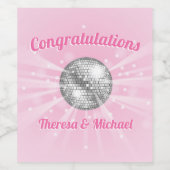 Disco Ball Baby shower Groovy Roze Meisje gunst Wijn Etiket (Enkel label)