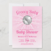 Disco Ball Baby shower Groovy Roze Meisje Kaart (Voorkant)