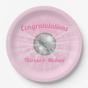 Disco Ball Baby shower Groovy Roze Meisje Papieren Bordje
