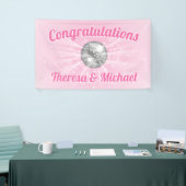 Disco Ball Baby shower Groovy Roze Meisje Spandoek (Beurs)