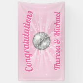 Disco Ball Baby shower Groovy Roze Meisje Spandoek (Verticaal)