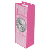 Disco Ball Baby shower Groovy Roze Meisje Wijn Cadeautas (Voorkant Gekanteld)
