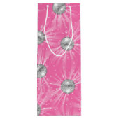 Disco Ball Baby shower Groovy Roze Meisje Wijn Cadeautas (Achterkant)