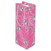 Disco Ball Baby shower Groovy Roze Meisje Wijn Cadeautas (Voorkant Gekanteld)