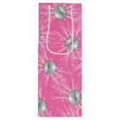 Disco Ball Baby shower Groovy Roze Meisje Wijn Cadeautas (Voorkant)