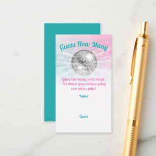 Disco Ball Baby shower Raad hoeveel spel Informatiekaartje