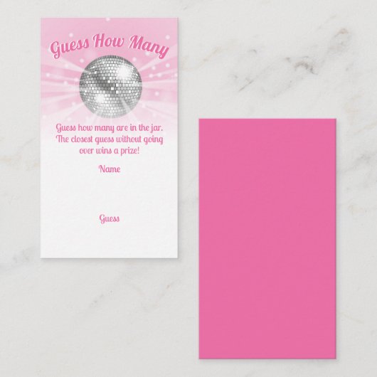 Disco Ball Baby shower Raad hoeveel spel Informatiekaartje (Voorkant / Achterkant)