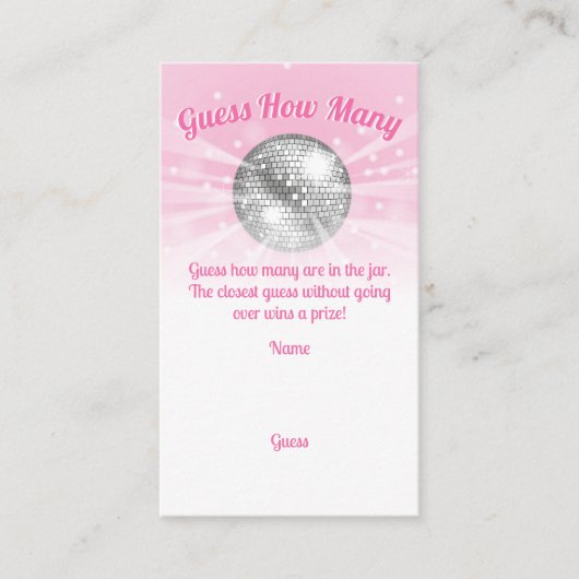 Disco Ball Baby shower Raad hoeveel spel Informatiekaartje (Voorkant)