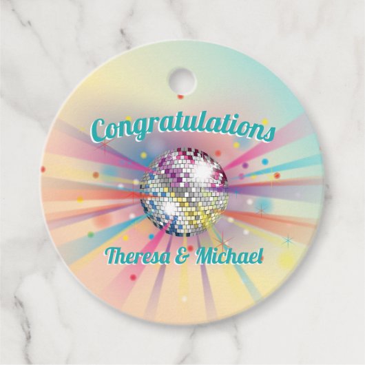 Disco Ball Baby shower Regenboog Bedankjes Labels (Voorkant)
