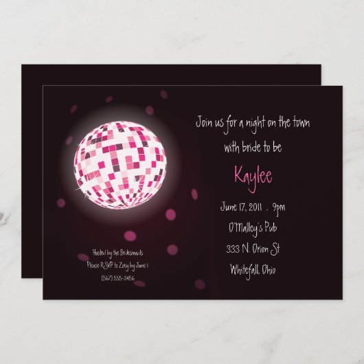 Disco Ball Bachelorette Party Kaart (Voorkant / Achterkant)