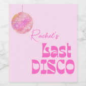 Disco Ball Bachelorette Pink Wijn Etiket (Enkel label)