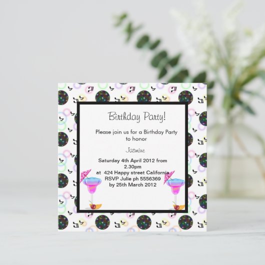 disco ball BIRTHDAY PARTY INVITATION Kaart (Staand voorkant)