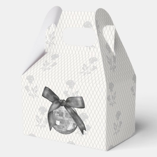 Disco Ball & Black Bow Coquette Elegant Chic Schat Bedankdoosjes (Voorkant)