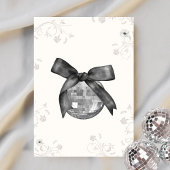 Disco Ball & Black Bow Coquette verjaardag Kaart