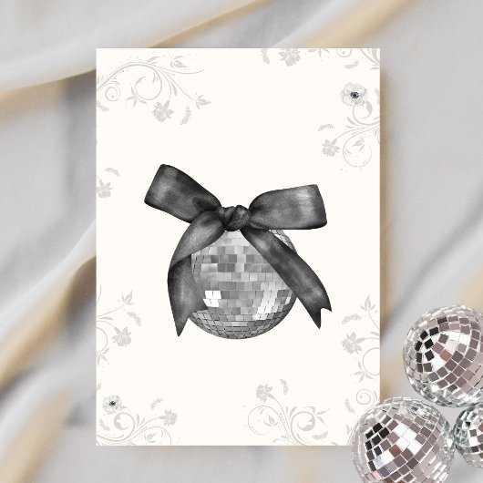 Disco Ball & Black Bow Coquette verjaardag Kaart