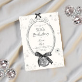 Disco Ball & Black Bow Coquette verjaardag Kaart