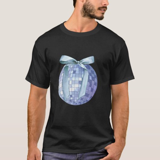 Disco Ball Blue Bow Coquette Girly Esthetisch T-shirt (Voorkant)