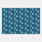 Disco Ball Blue Octopus Santa Hat Kerstmis Inpakpapier Vel (Voorkant 3)