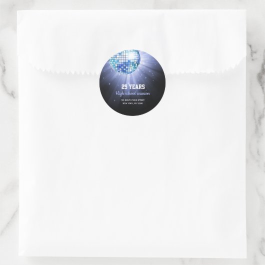 Disco ball blue ronde sticker (Tas)