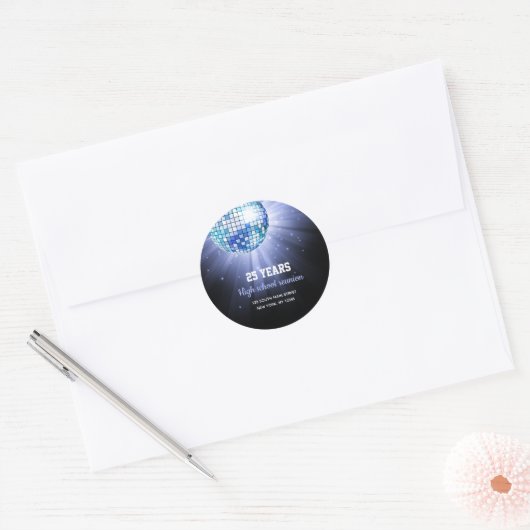 Disco ball blue ronde sticker (Envelop)