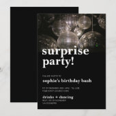 Disco Ball Bold Modern Verrassingsfeestje Kaart (Voorkant / Achterkant)