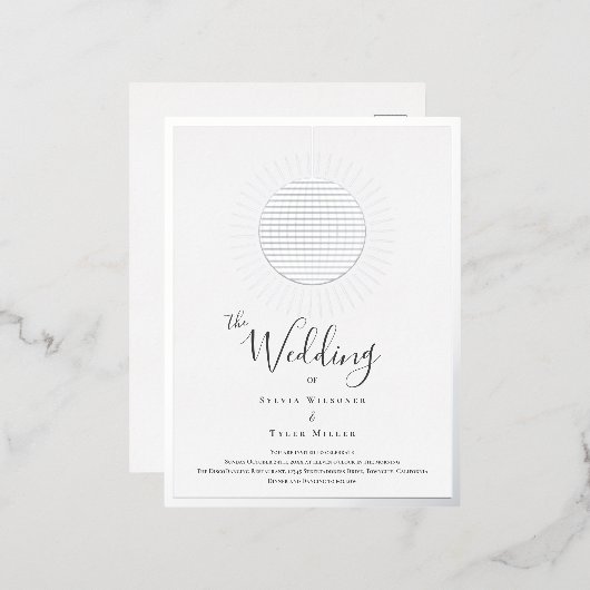 Disco Ball Bruiloft Folie Uitnodiging Briefkaart (Voorkant / Achterkant)