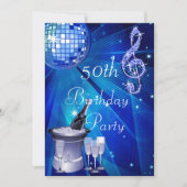 Disco Ball, Champagne Bucket 50th Birthday Kaart (Voorkant)