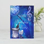Disco Ball, Champagne Bucket 50th Birthday Kaart (Staand voorkant)