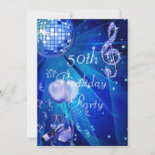Disco Ball, Champagne en Balloons 50th Birthday Kaart (Voorkant)