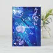 Disco Ball, Champagne en Balloons 50th Birthday Kaart (Staand voorkant)