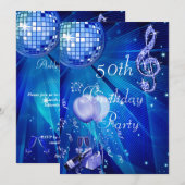 Disco Ball, Champagne en Balloons 50th Birthday Kaart (Voorkant / Achterkant)