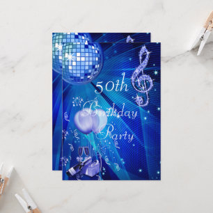 Disco Ball, Champagne en Balloons 50th Birthday Kaart