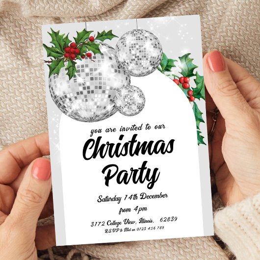 Disco Ball Christmas Party  Kaart