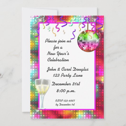 Disco Ball Cocktail Invitation Kaart (Voorkant)