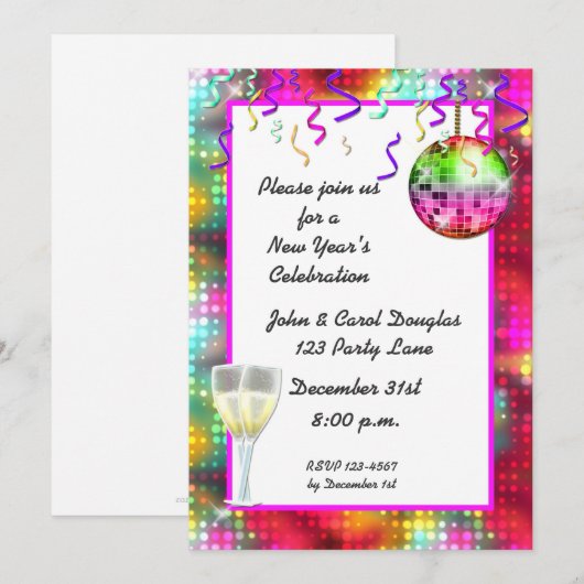 Disco Ball Cocktail Invitation Kaart (Voorkant / Achterkant)