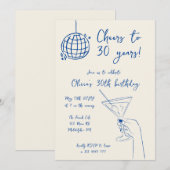 Disco Ball Cocktail Verjaardagsfeestuitnodiging Kaart (Voorkant / Achterkant)