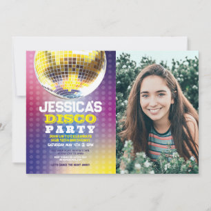 Disco Ball Dance Foto: Birthday Invite Girls Kaart