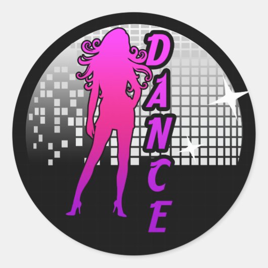 Disco Ball Dancer. Ronde Sticker (Voorkant)