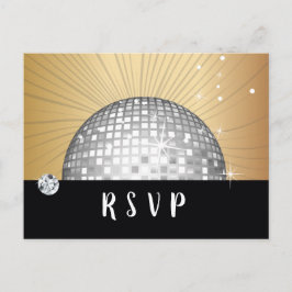 Disco ball, dans, gouden Briefkaart RSVP