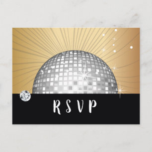 Disco ball, dans, gouden Briefkaart RSVP