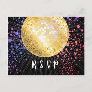 Disco ball, dans, gouden Briefkaart RSVP