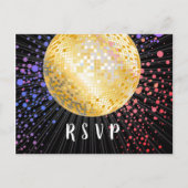 Disco ball, dans, gouden Briefkaart RSVP (Voorkant)