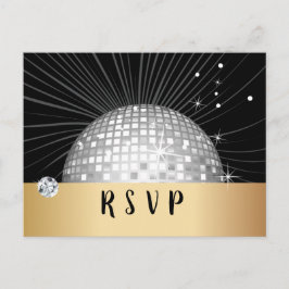 Disco ball, dans, gouden Briefkaart RSVP
