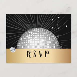Disco ball, dans, gouden Briefkaart RSVP